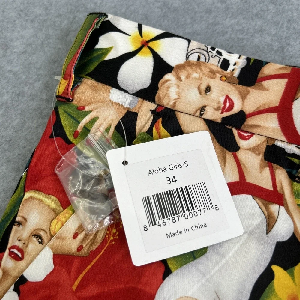 Loudmouth‎ Golf Shorts Size 34 Aloha Girls Tropical Pin Up Girl Woody Wagon NEW
